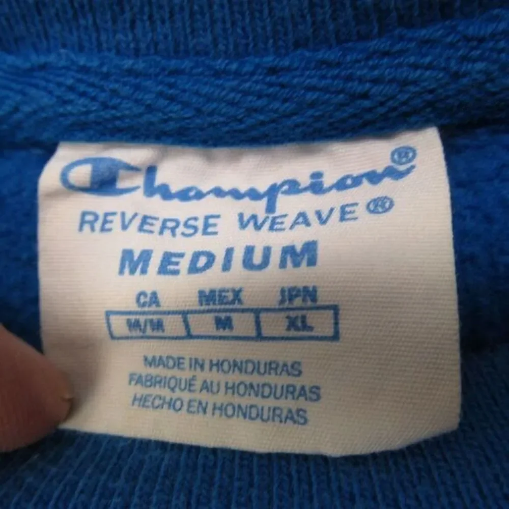 Champion Reverse Weave Sweatshirt‎ Mens Medium Royal Blue Crew Fleece RARE - Picture 3 of 13